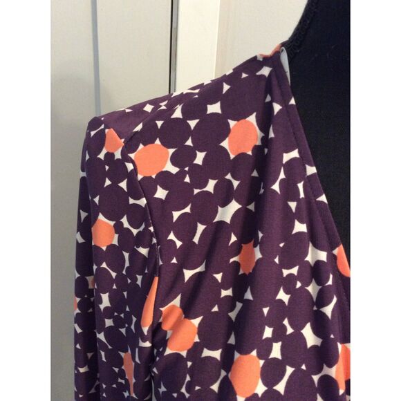 Donna Morgan Size 10 Wrap Dress Faux Geo Print Stretch - Picture 4 of 6